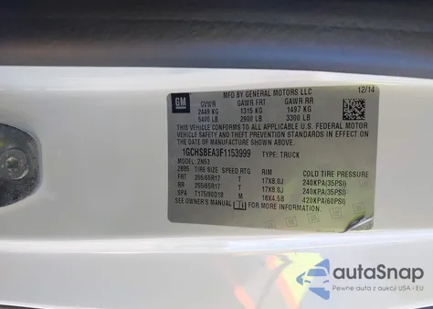 2015 Chevrolet Colorado Lt из США, поврежденный, VIN 1GCHSBEA3F1153999